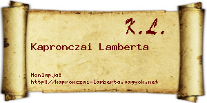Kapronczai Lamberta névjegykártya